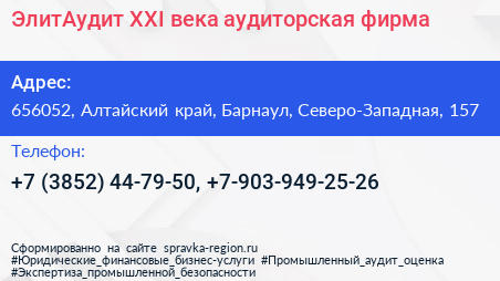 ЭлитАудит XXI века аудиторская фирма - визитка