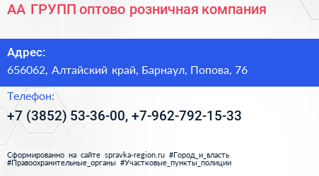 АА ГРУПП оптово розничная компания - визитка