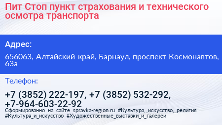 Пит Стоп пункт страхования и технического осмотра транспорта - визитка