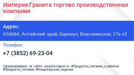 Империя Гранита торгово производственная компания - визитка