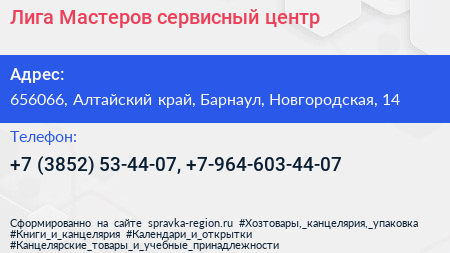 Лига Мастеров сервисный центр - визитка