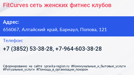 FitCurves сеть женских фитнес клубов - визитка