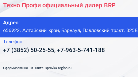 Техно Профи официальный дилер BRP - визитка