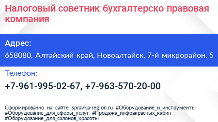 Налоговый советник бухгалтерско правовая компания - визитка