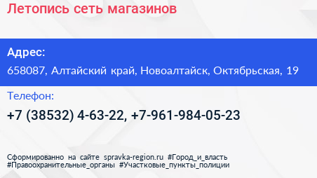 Летопись сеть магазинов - визитка