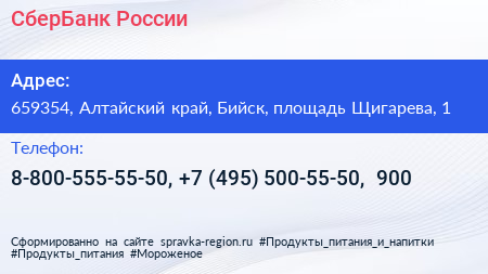 СберБанк России - визитка