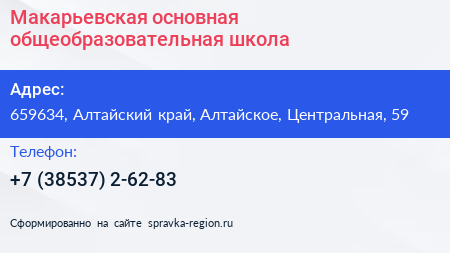 Макарьевская основная общеобразовательная школа - визитка