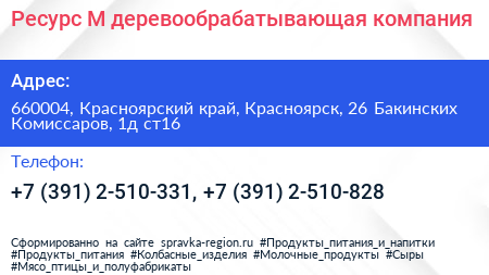 Ресурс М деревообрабатывающая компания - визитка
