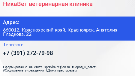 НикаВет ветеринарная клиника - визитка