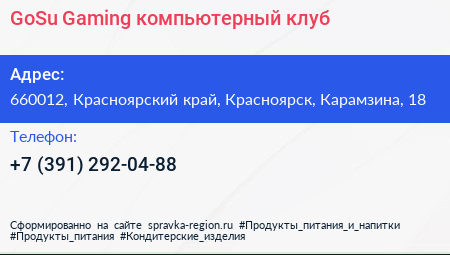 GoSu Gaming компьютерный клуб - визитка