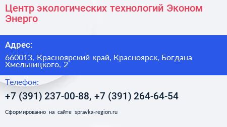 Центр экологических технологий Эконом Энерго - визитка