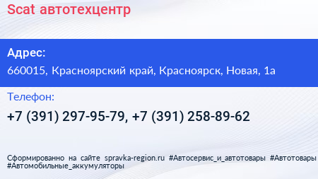 Scat автотехцентр - визитка