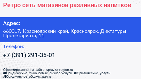 Ретро сеть магазинов разливных напитков - визитка