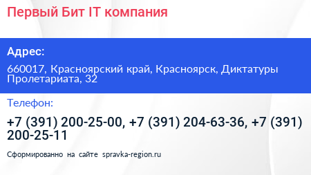Первый Бит IT компания - визитка