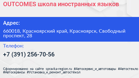 OUTCOMES школа иностранных языков - визитка