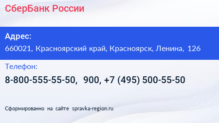 СберБанк России - визитка