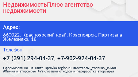 НедвижимостьПлюс агентство недвижимости - визитка