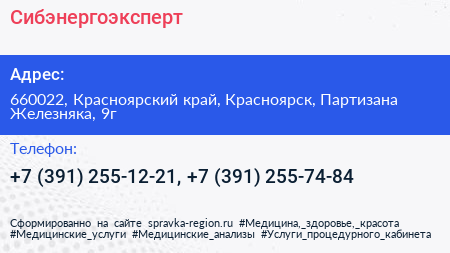 Сибэнергоэксперт - визитка