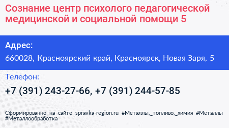 Сознание центр психолого педагогической медицинской и социальной помощи 5 - визитка