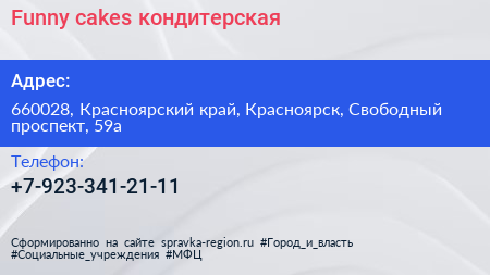 Нажмите, чтобы скачать визитку Funny cakes кондитерская - визитка