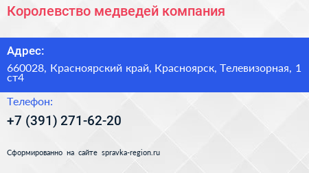 Королевство медведей компания - визитка