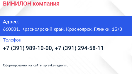 ВИНИЛОН компания - визитка