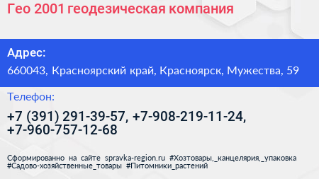Гео 2001 геодезическая компания - визитка