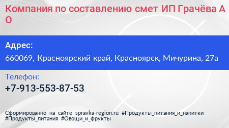 Компания по составлению смет ИП Грачёва А О  - визитка