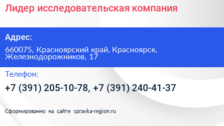 Лидер исследовательская компания - визитка