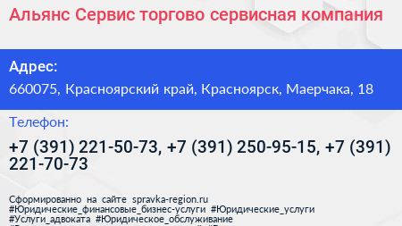 Альянс Сервис торгово сервисная компания - визитка