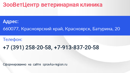 ЗооВетЦентр ветеринарная клиника - визитка