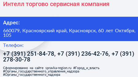 Интелл торгово сервисная компания - визитка