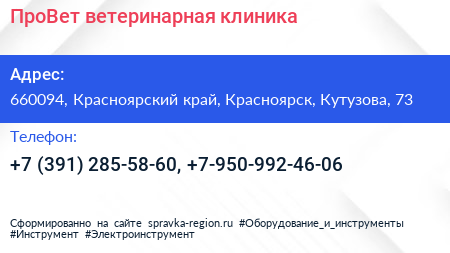 ПроВет ветеринарная клиника - визитка