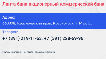 Ланта банк акционерный коммерческий банк - визитка
