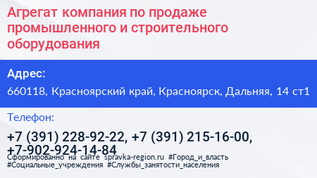 Агрегат компания по продаже промышленного и строительного оборудования - визитка