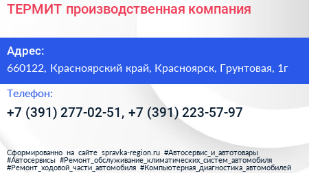 ТЕРМИТ производственная компания - визитка