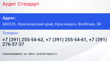 Аудит Стандарт - визитка