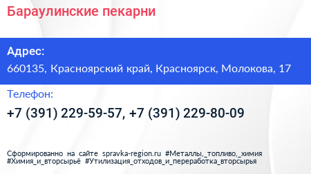 Бараулинские пекарни - визитка