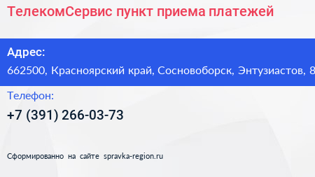 ТелекомСервис пункт приема платежей - визитка