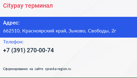 Citypay терминал - визитка