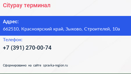 Citypay терминал - визитка