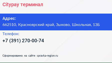 Citypay терминал - визитка