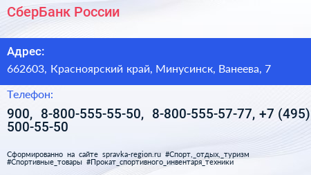 СберБанк России - визитка