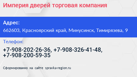 Империя дверей торговая компания - визитка