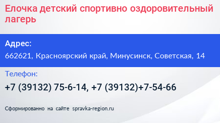Елочка детский спортивно оздоровительный лагерь - визитка