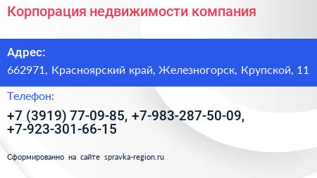 Корпорация недвижимости компания - визитка