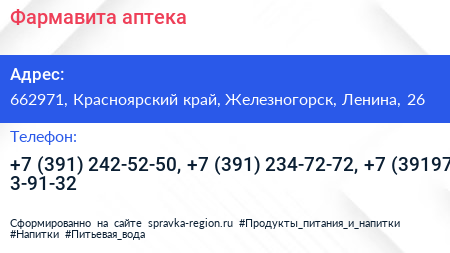 Фармавита аптека - визитка