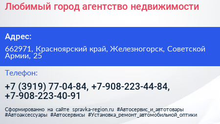 Любимый город агентство недвижимости - визитка