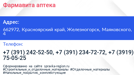 Фармавита аптека - визитка