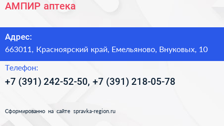 АМПИР аптека - визитка